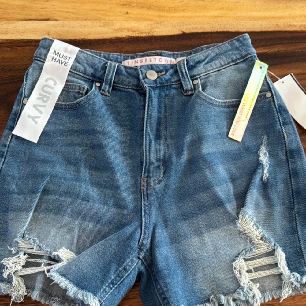 Tinseltown Denim Distressed Jean Shorts